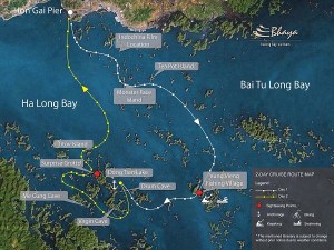 Halong-öböl dzsunkával - így fest térképen